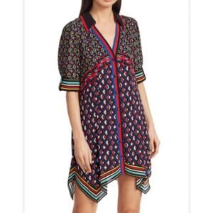 Alice + Olivia Women's Conner‎ Handkerchief Mini Shirt Dress Multicolor Size XS